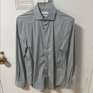 Calvin Klein Blue and Green Dress Shirt Slim Fit